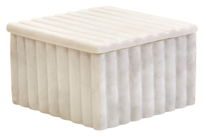 Oria Square White Fluted Marble Box