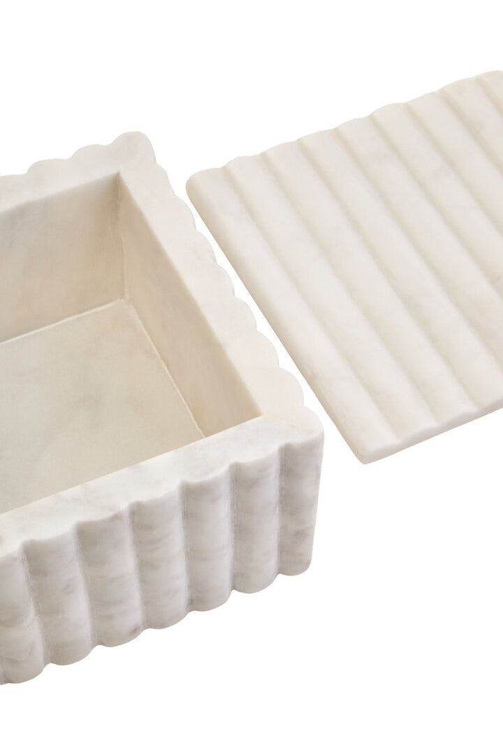 Oria Square White Fluted Marble Box