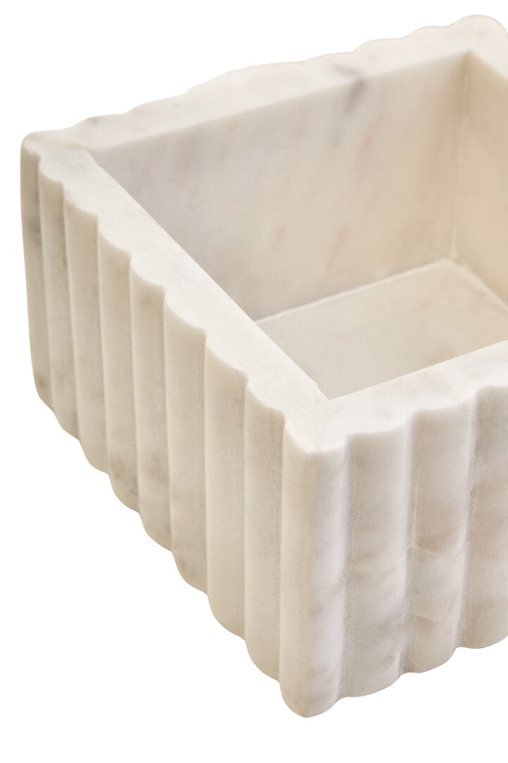 Oria Square White Fluted Marble Box
