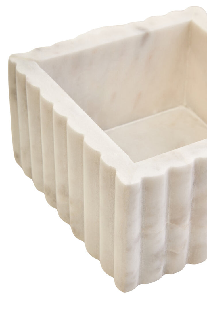 Oria Square White Fluted Marble Box