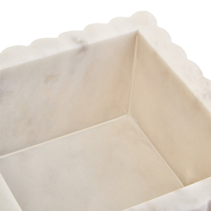 Oria Square White Fluted Marble Box
