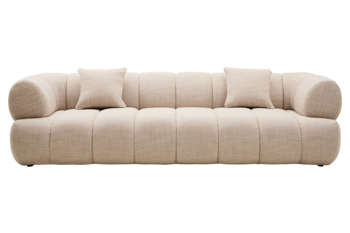 Alzano Cream Linen 3 Seater Curved Sofa