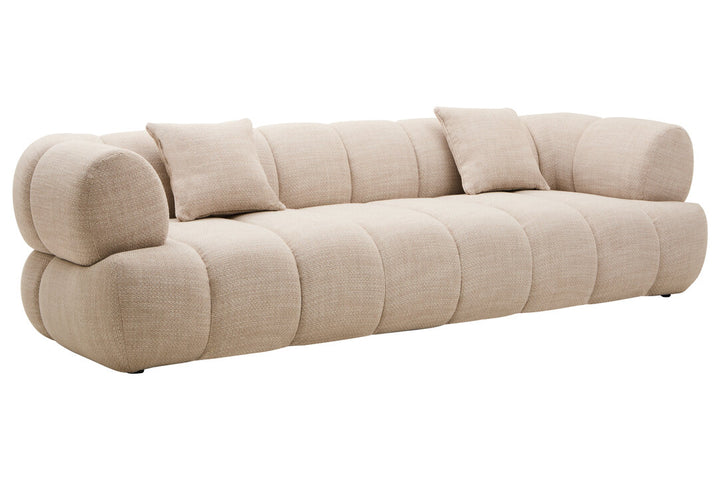Alzano Cream Linen 3 Seater Curved Sofa