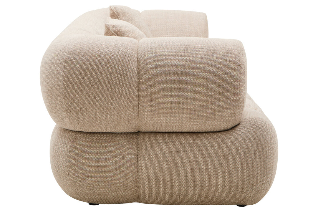 Alzano Cream Linen 3 Seater Curved Sofa