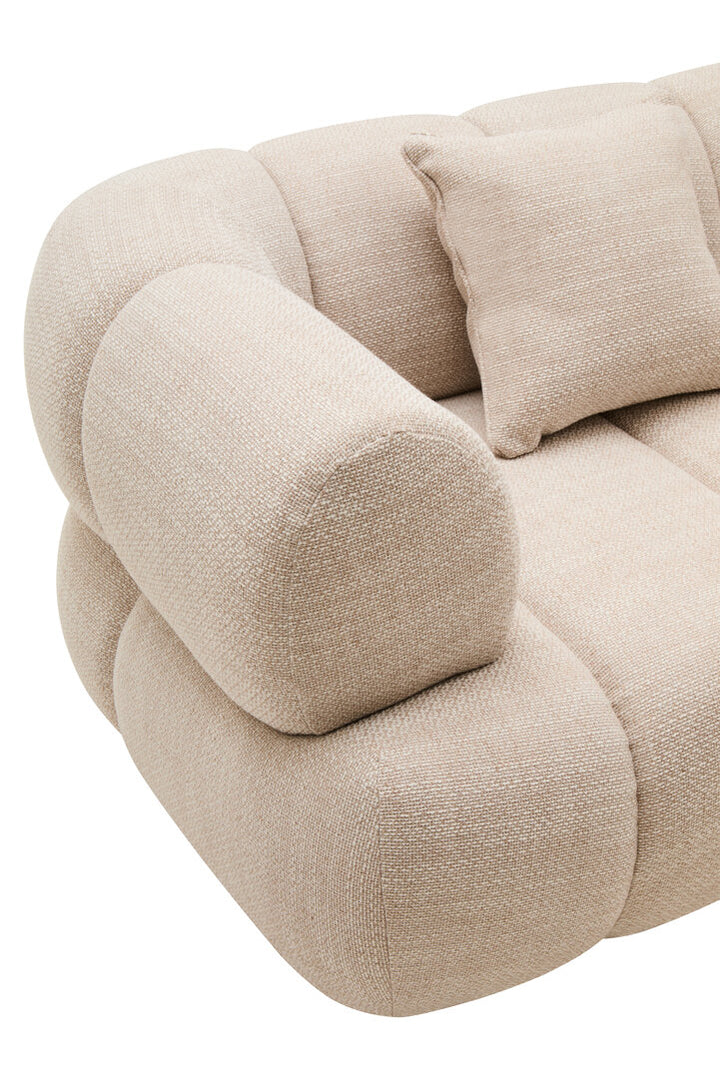 Alzano Cream Linen 3 Seater Curved Sofa