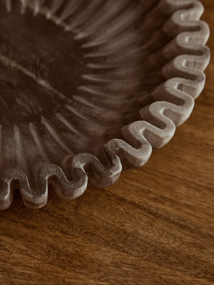 Oria Large Grey Fluted Marble Bowl