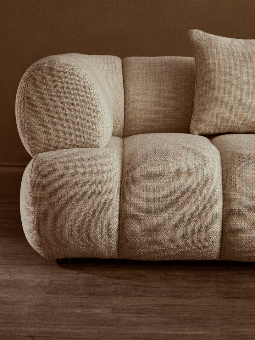 Alzano Cream Linen 3 Seater Curved Sofa