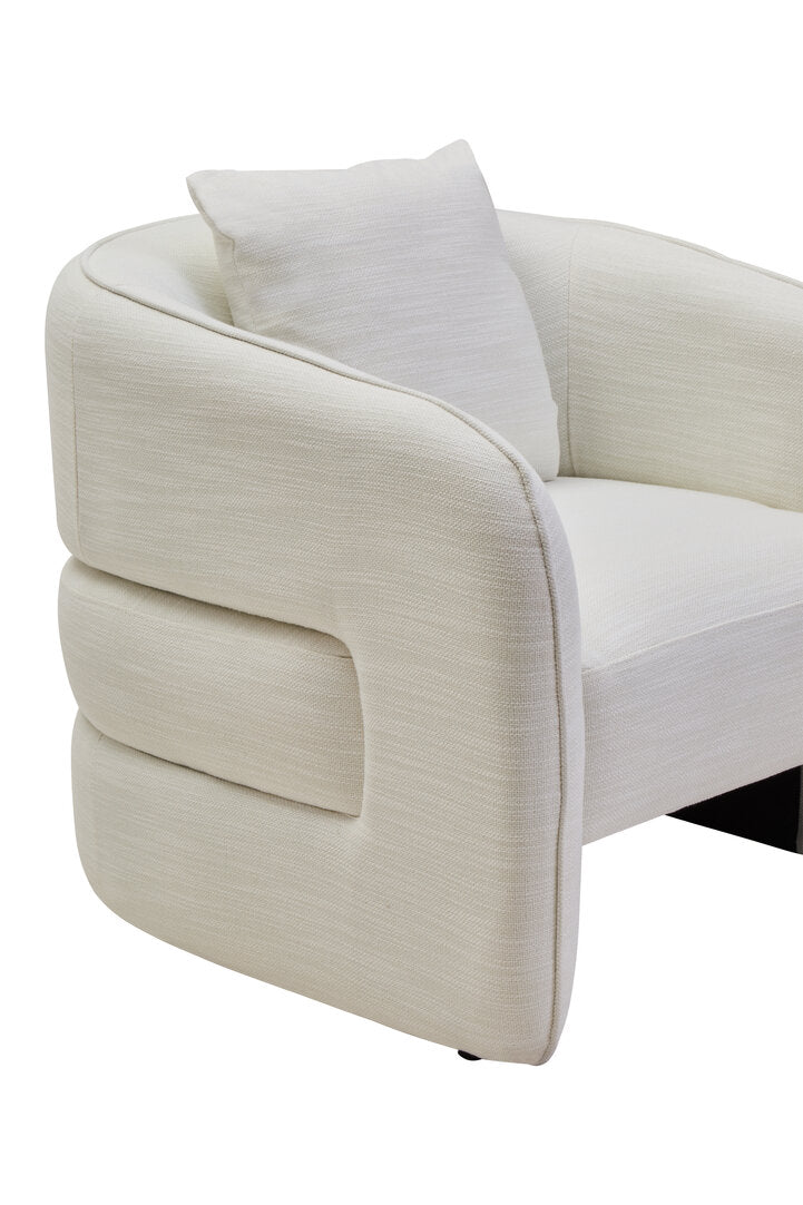 Brufa Cream Linen Effect Curved Chair