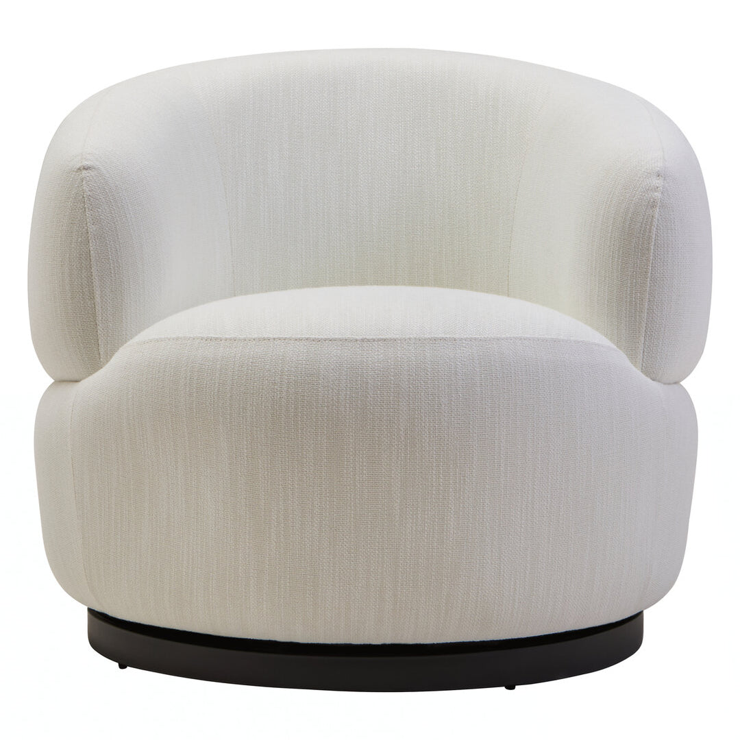 Leno Textured Cream Curved Swivel Chair
