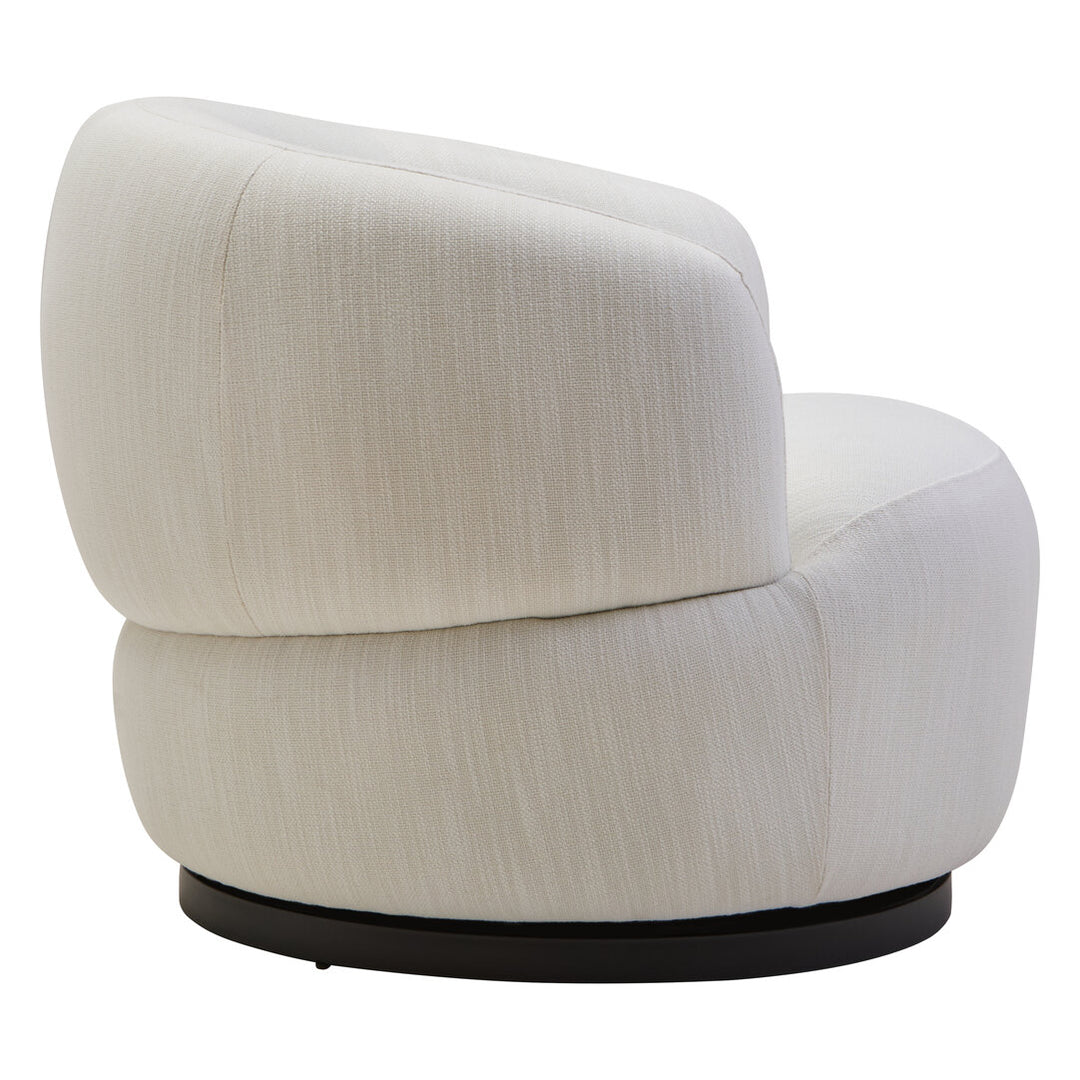 Leno Textured Cream Curved Swivel Chair