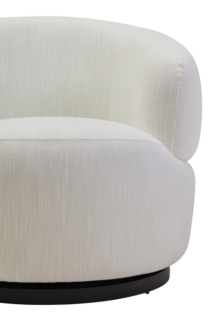 Leno Textured Cream Curved Swivel Chair