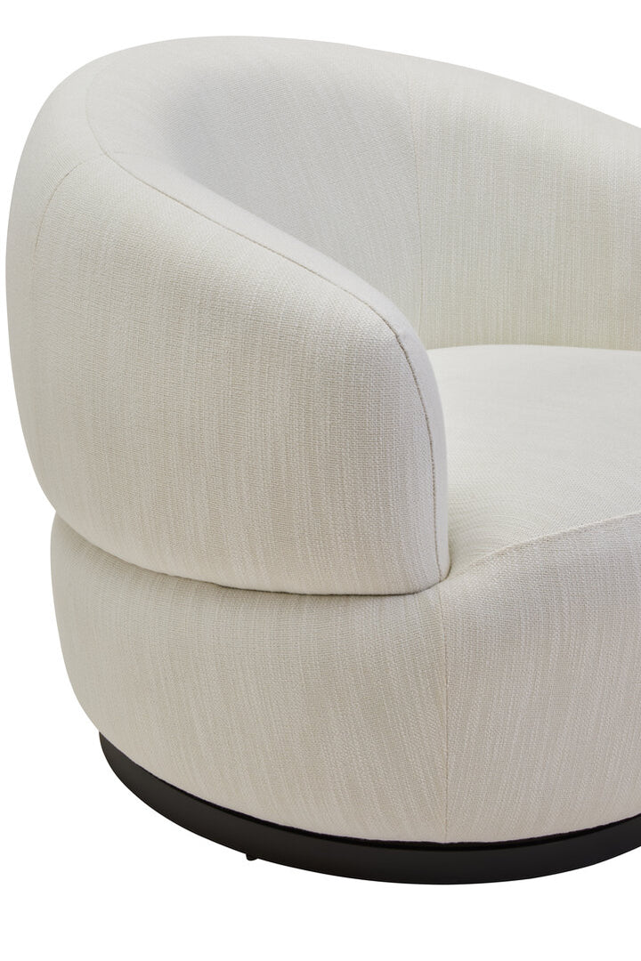 Leno Textured Cream Curved Swivel Chair