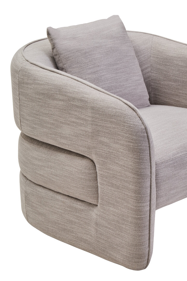 Brufa Grey Linen Effect Curved Chair