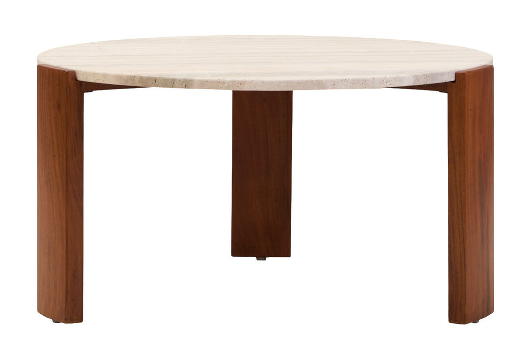 Cavri Round Travertine Top Large Coffee Table