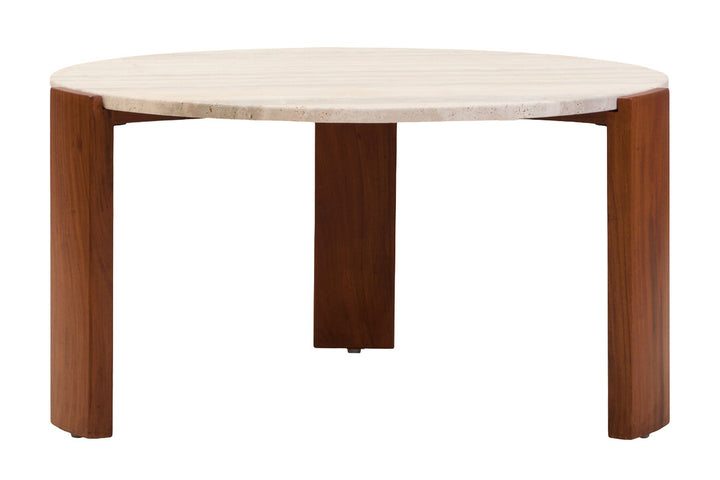 Cavri Round Travertine Top Large Coffee Table