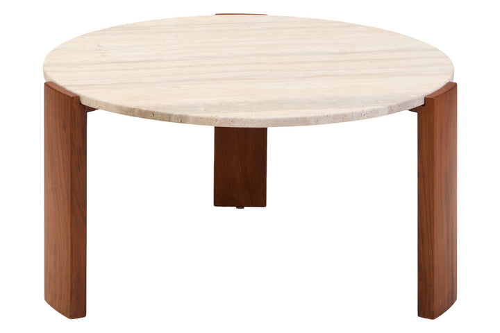 Cavri Round Travertine Top Large Coffee Table