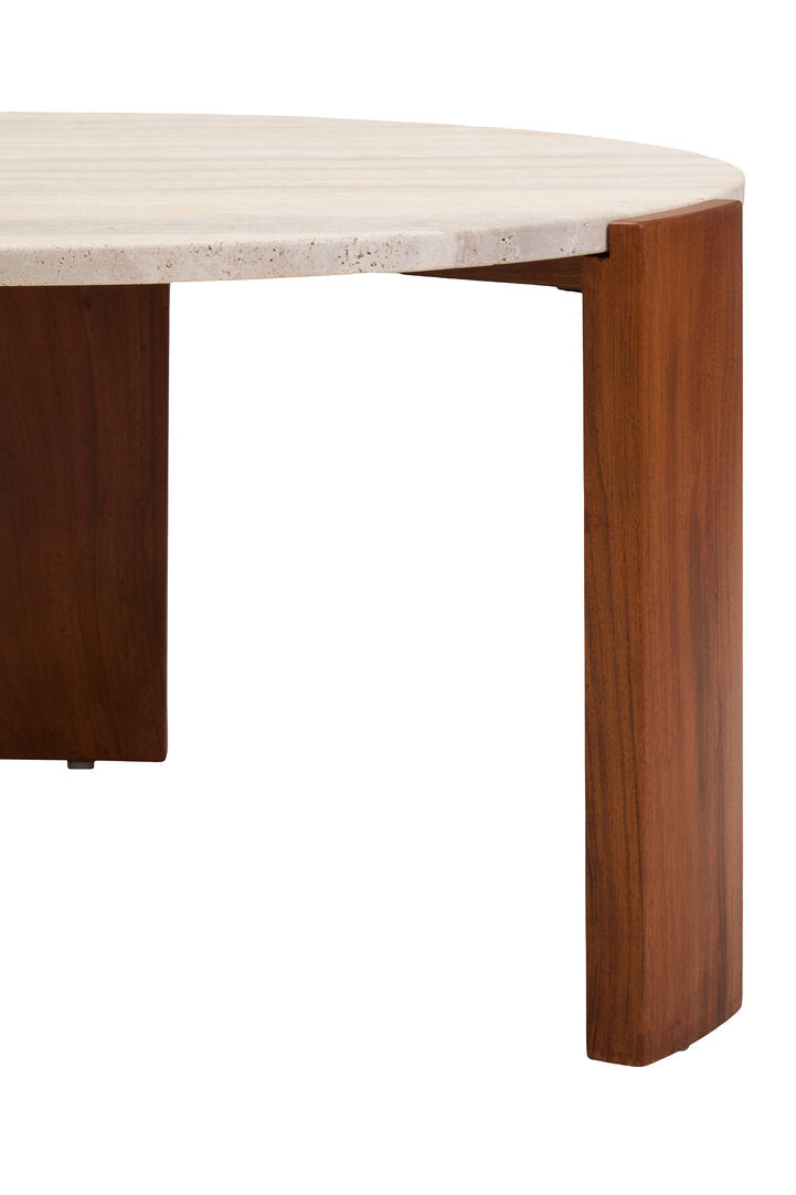 Cavri Round Travertine Top Large Coffee Table