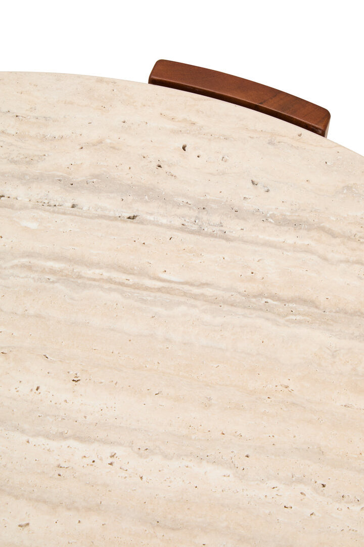 Cavri Round Travertine Top Large Coffee Table