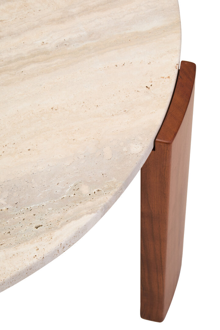 Cavri Round Travertine Top Large Coffee Table