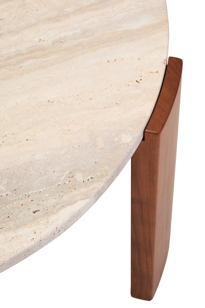 Cavri Round Travertine Top Large Coffee Table