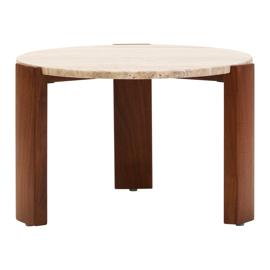 Cavri Round Travertine Top Small Coffee Table