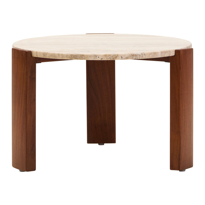 Cavri Round Travertine Top Small Coffee Table