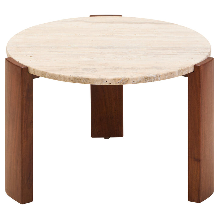Cavri Round Travertine Top Small Coffee Table