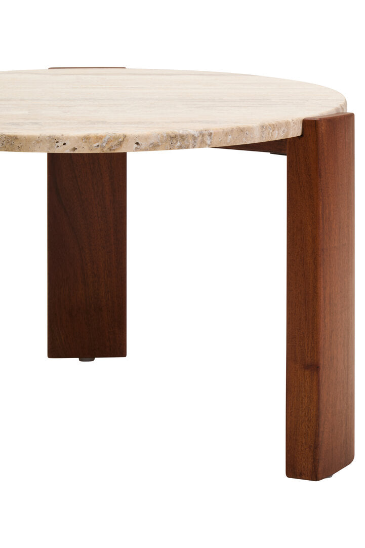 Cavri Round Travertine Top Small Coffee Table