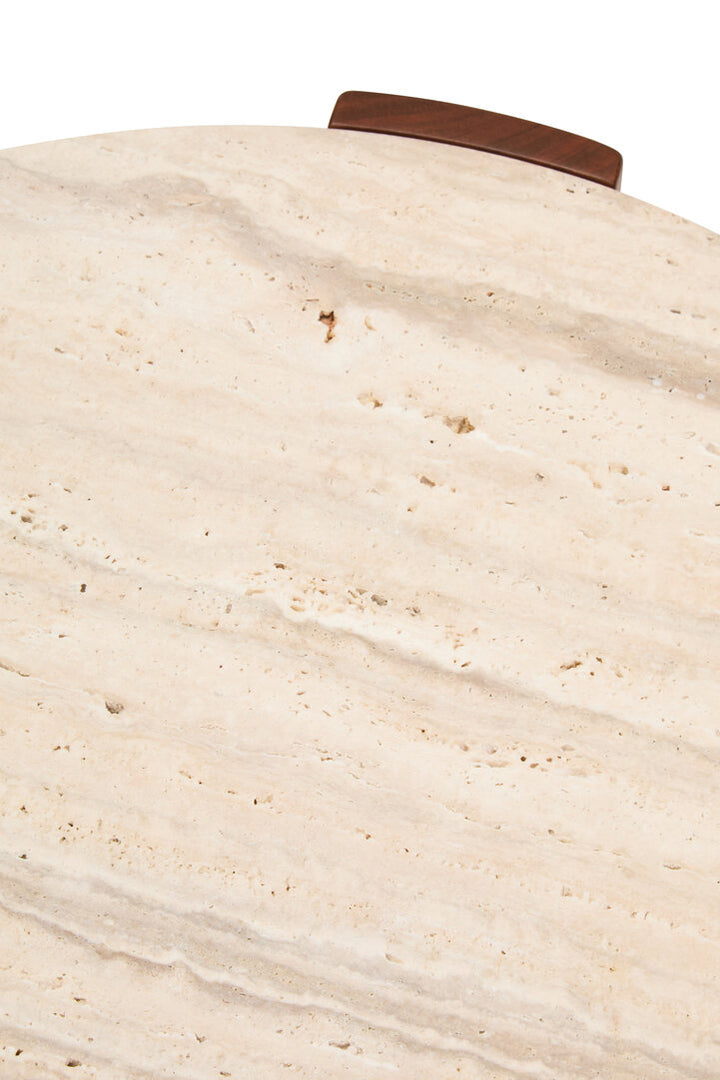Cavri Round Travertine Top Small Coffee Table