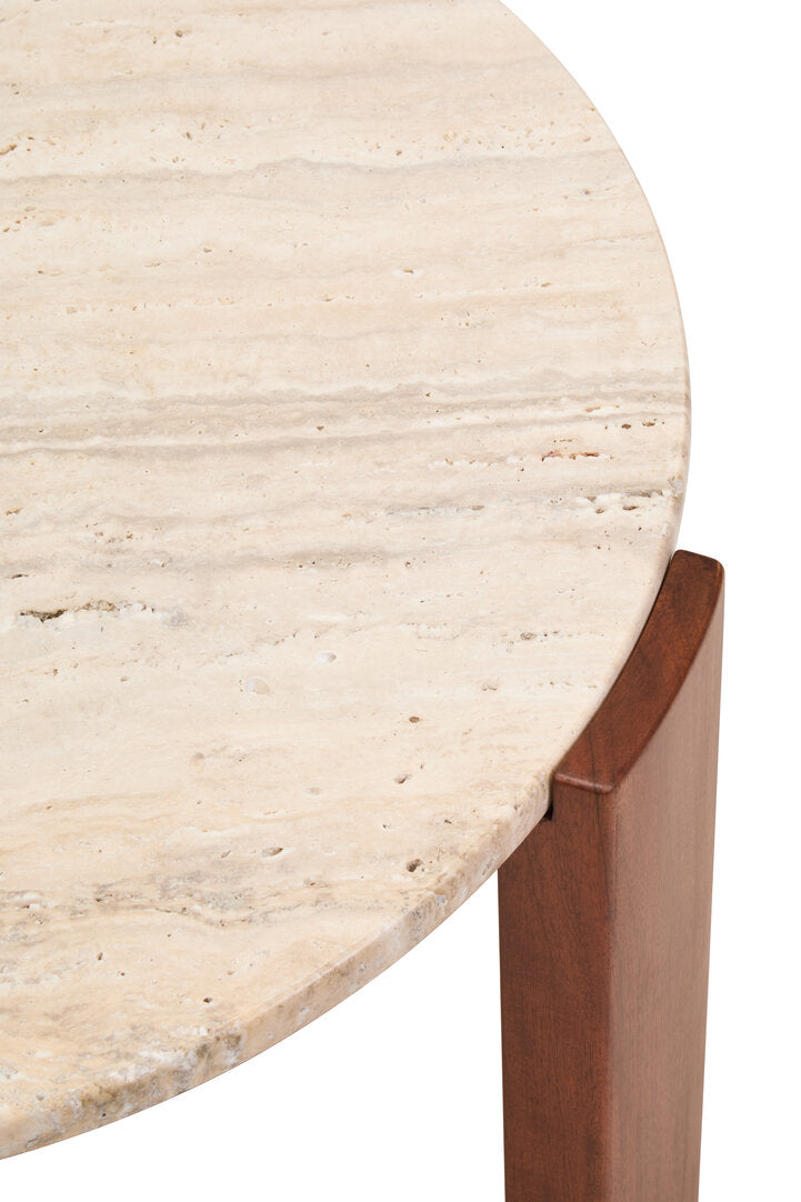 Cavri Round Travertine Top Small Coffee Table