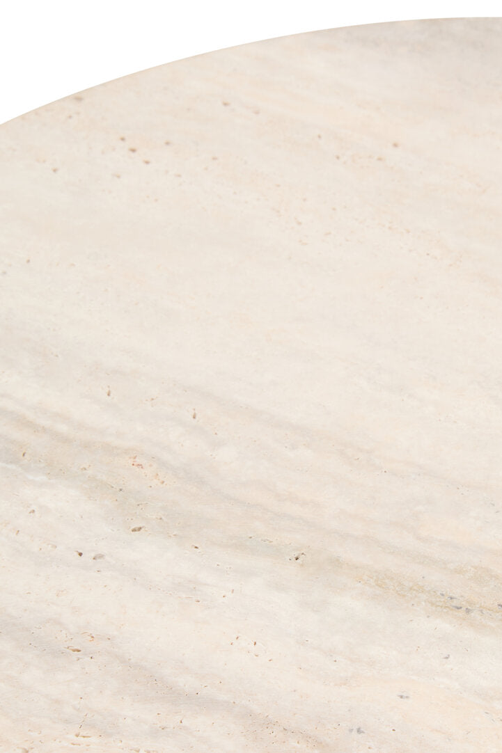 Cavri Travertine Top Round Side Table
