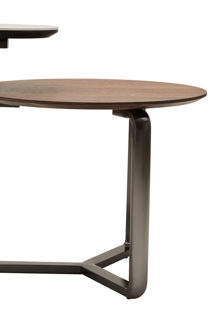 Arpino 2 Tier Round Veneer and Ceramic Coffee Table