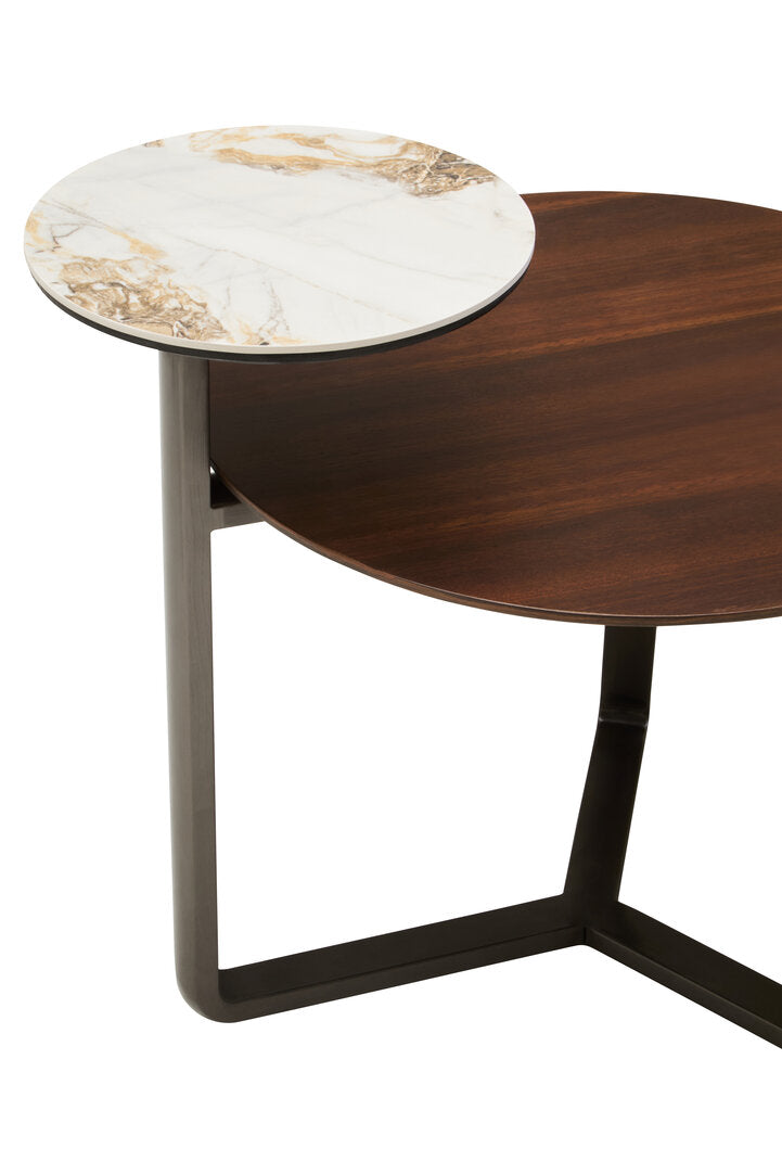 Arpino 2 Tier Round Veneer and Ceramic Coffee Table