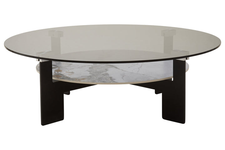 Arpino Round Grey Glass And Ceramic Large Coffee Table
