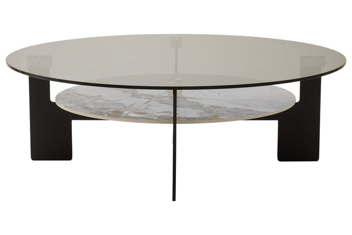 Arpino Round Grey Glass And Ceramic Large Coffee Table