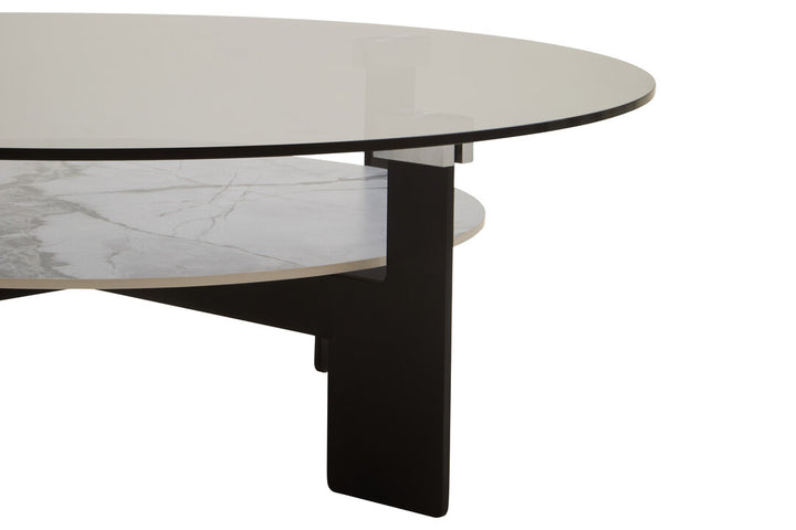 Arpino Round Grey Glass And Ceramic Large Coffee Table
