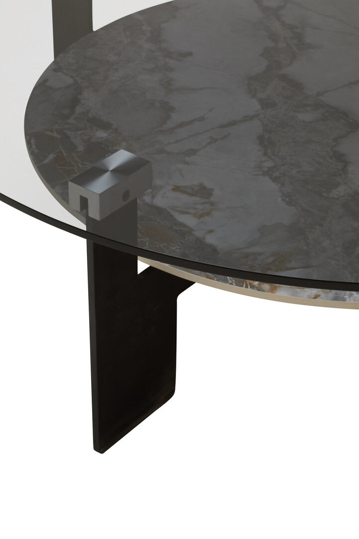Arpino Round Grey Glass And Ceramic Large Coffee Table