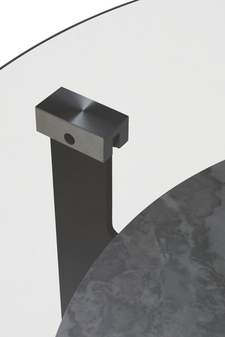 Arpino Round Grey Glass And Ceramic Large Coffee Table