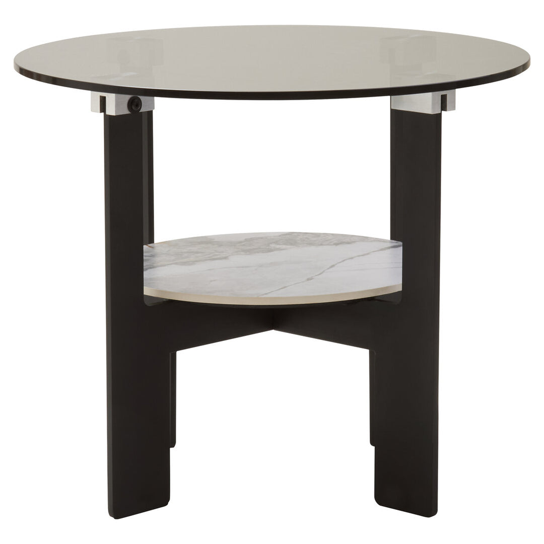 Arpino Round Grey Glass And Ceramic Small Coffee Table