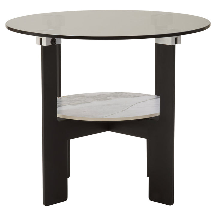 Arpino Round Grey Glass And Ceramic Small Coffee Table