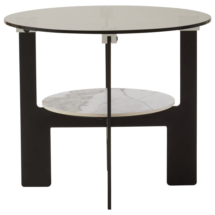 Arpino Round Grey Glass And Ceramic Small Coffee Table