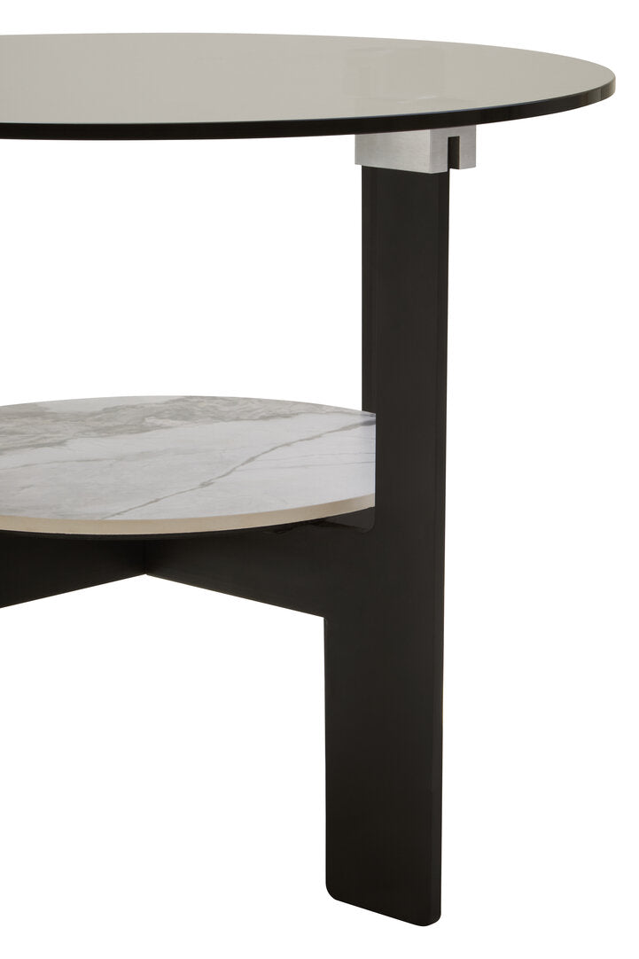 Arpino Round Grey Glass And Ceramic Small Coffee Table