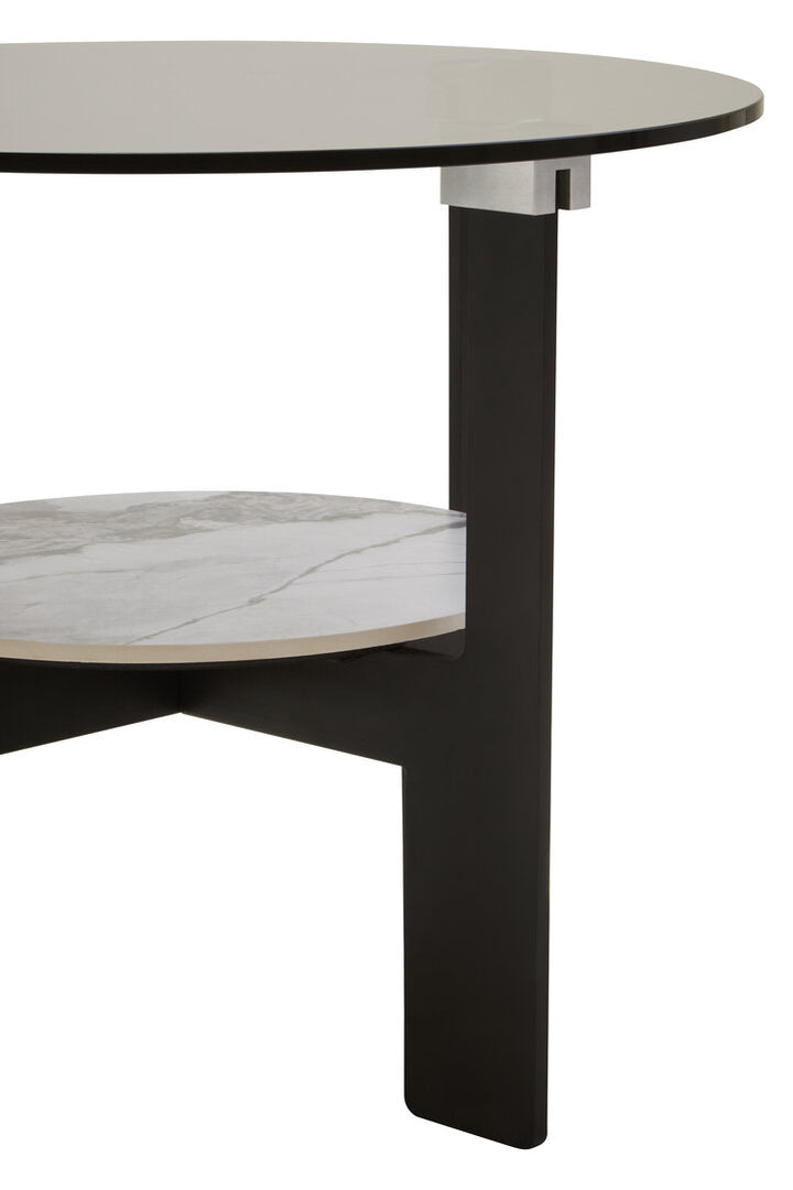 Arpino Round Grey Glass And Ceramic Small Coffee Table