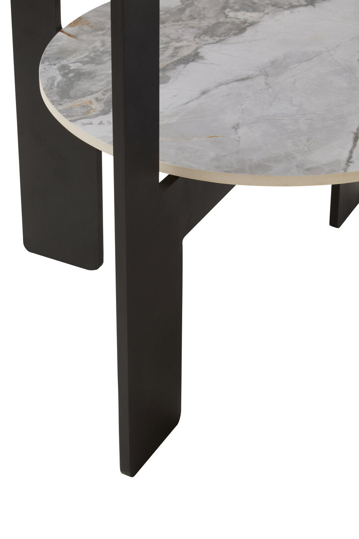 Arpino Round Grey Glass And Ceramic Small Coffee Table