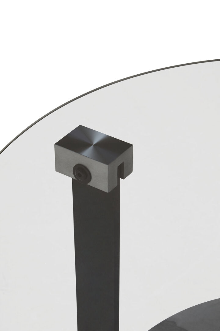 Arpino Round Grey Glass And Ceramic Small Coffee Table