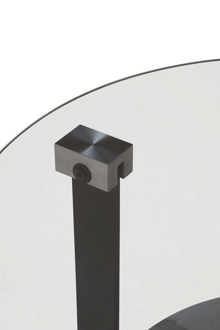 Arpino Round Grey Glass And Ceramic Small Coffee Table