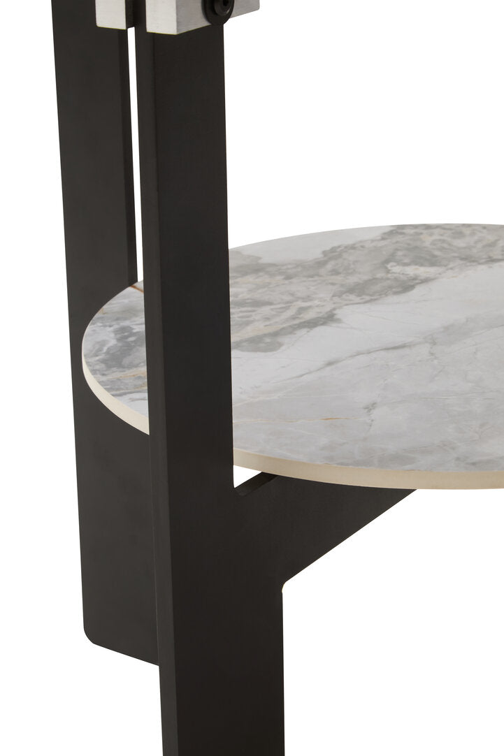 Arpino Round Grey Glass And Ceramic Small Coffee Table