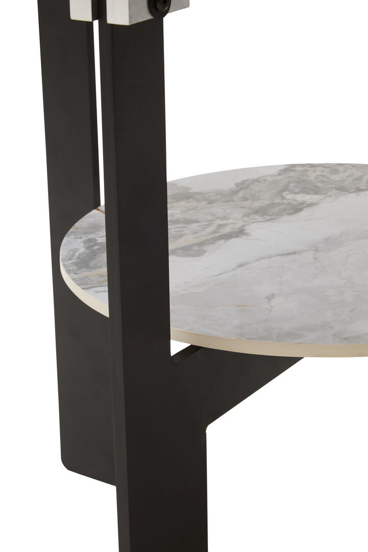 Arpino Round Grey Glass And Ceramic Small Coffee Table