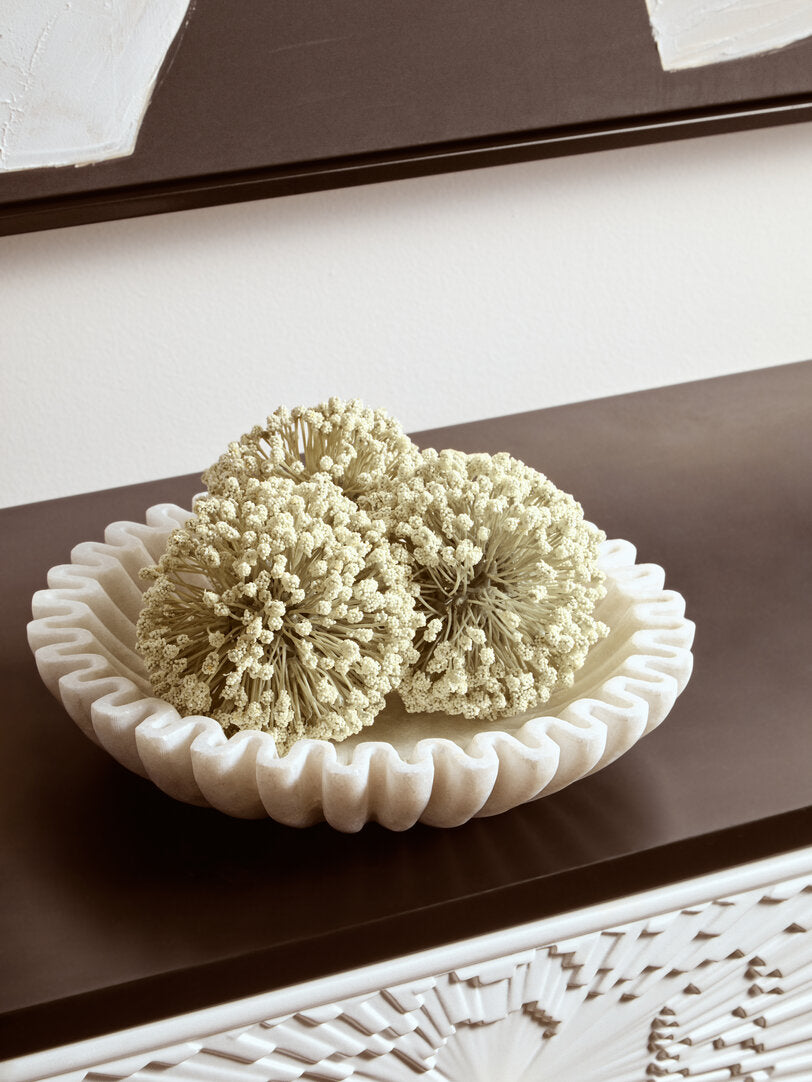 Oria Small White Fluted Marble Bowl