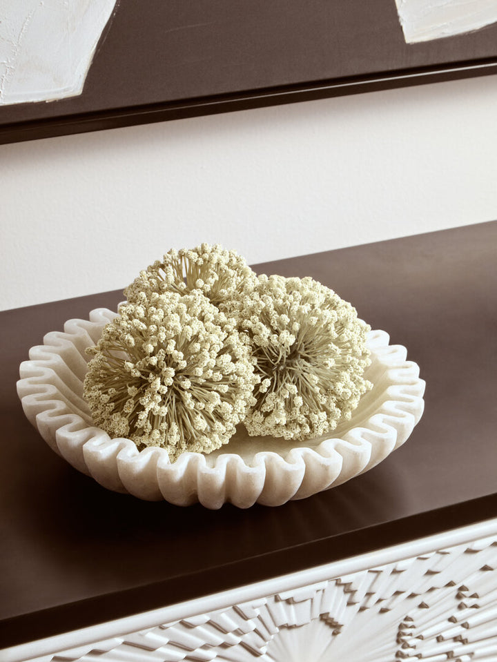 Oria Small White Fluted Marble Bowl